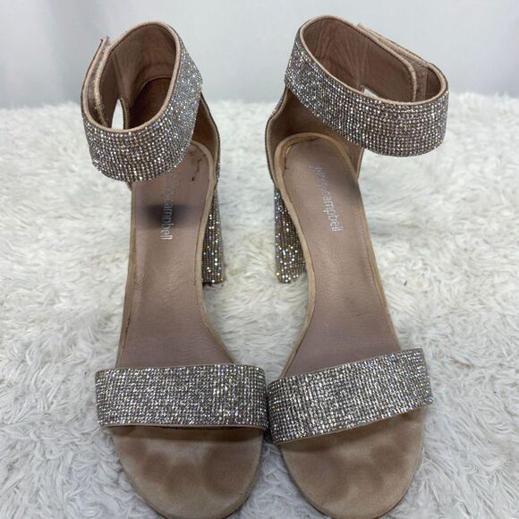 Jeffrey Campbell Lindsay-JS Bling Rhinestone Block Heel Sandals Size 8 - Picture 2 of 5